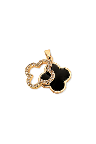 DIJE TRÉBOL NEGRO DORADO