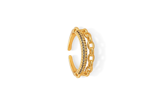 ANILLO ESLABONES CIRCONES DORADO - 38B