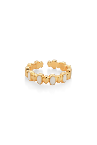 ANILLO OVALOS BLANCOS DORADO - 75B