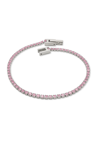 PULSERA TENIS ROSADA PLATEADA