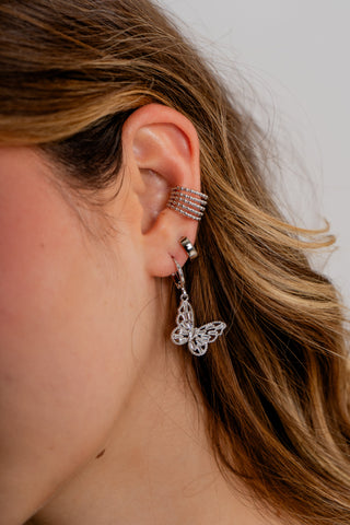 SET MARIPOSAS COLGANTES PLATEADO - 15B
