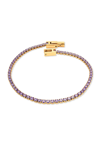 PULSERA TENIS LILA DORADA