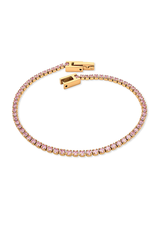 PULSERA TENIS ROSADA DORADA