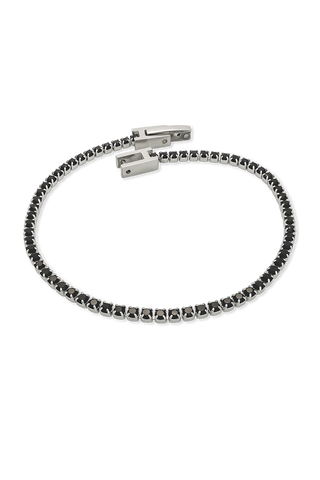 PULSERA TENIS NEGRA PLATEADA