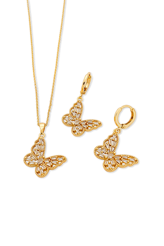 SET MARIPOSAS COLGANTES DORADO