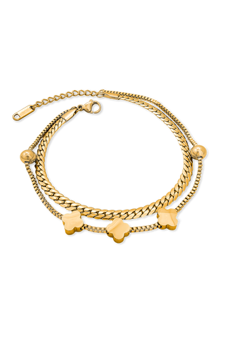 PULSERA TRIPLE TRÉBOL DORADA