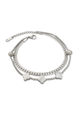 PULSERA TRIPLE TRÉBOL PLATEADA