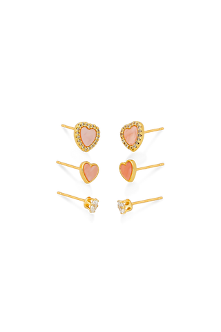SET X3 TOPOS CORAZÓN ROSA PASTEL