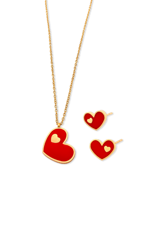 SET CORAZÓN ROJO