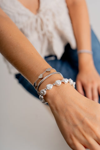 PULSERA PLATEADA PERLITAS - 332