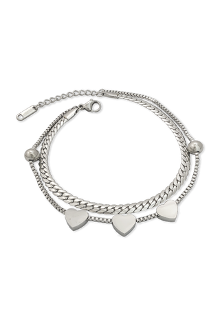 PULSERA TRIPLE CORAZÓN PLATEADA