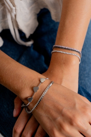 PULSERA TRIPLE CORAZÓN PLATEADA - 333