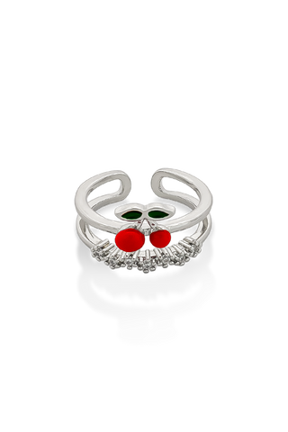 ANILLO CEREZA PLATEADO - 37B