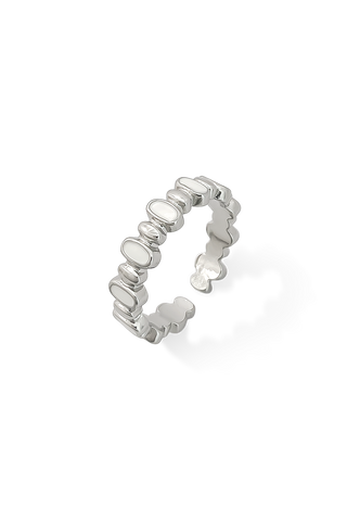 ANILLO OVALOS BLANCOS PLATEADO