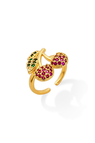 ANILLO CHUNKY CEREZA DORADO