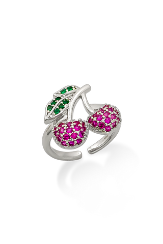 ANILLO CHUNKY CEREZA PLATEADO