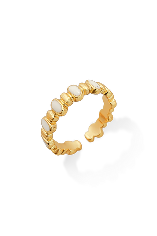 ANILLO OVALOS BLANCOS DORADO