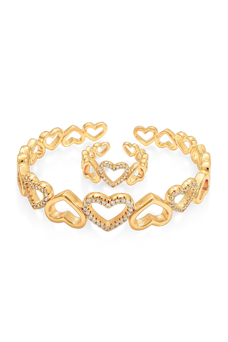 Set aro y anillo corazón dorado Koisa Accesorios