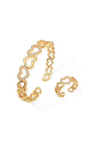 Set aro y anillo corazón dorado Koisa Accesorios