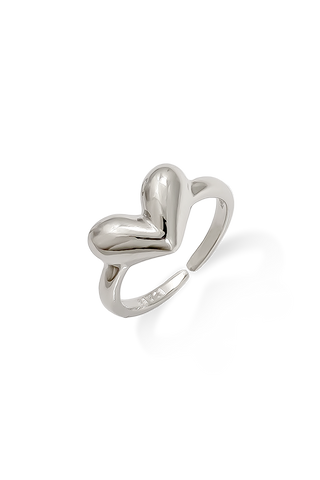 Anillo corazón plateado chunky Koisa Accesorios
