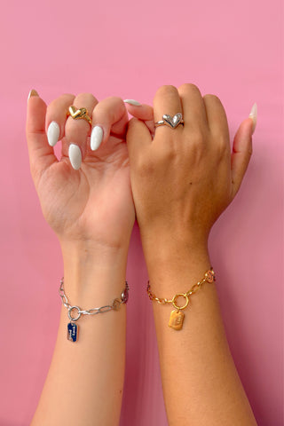 Anillo corazón chunky plateado + Anillo corazón chunky dorado Koisa Accesorios