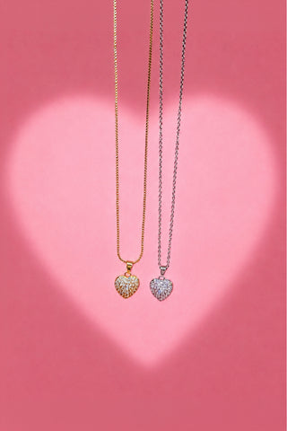Dije corazón brillante dorado + Dije corazón brillante plateado Koisa Accesorios
